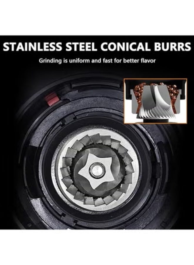 فوغماكس مطحنة حبوب القهوة الكهربائية المخروطية مع 25 إعدادا دقيقا ، مطحنة كهربائية قابلة للتعديل بشاشة تعمل باللمس مع شاشة LED وجهاز مضاد للكهرباء الساكنة للتنقيط الإسبريسو والصحافة الفرنسية - أسود مطحنة قهوة V60 مطحنة قهوة - Image 3